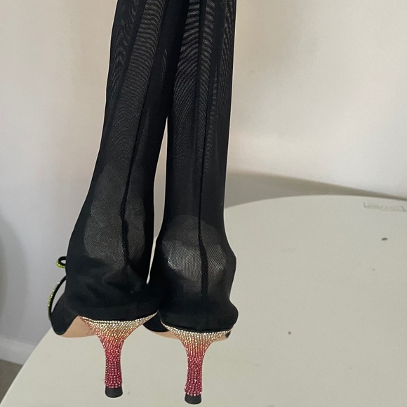 MARCO de VINCENZO Sheer Mesh Swarovski Crystal Stocking Boot Size 39 - Picture 10 of 14